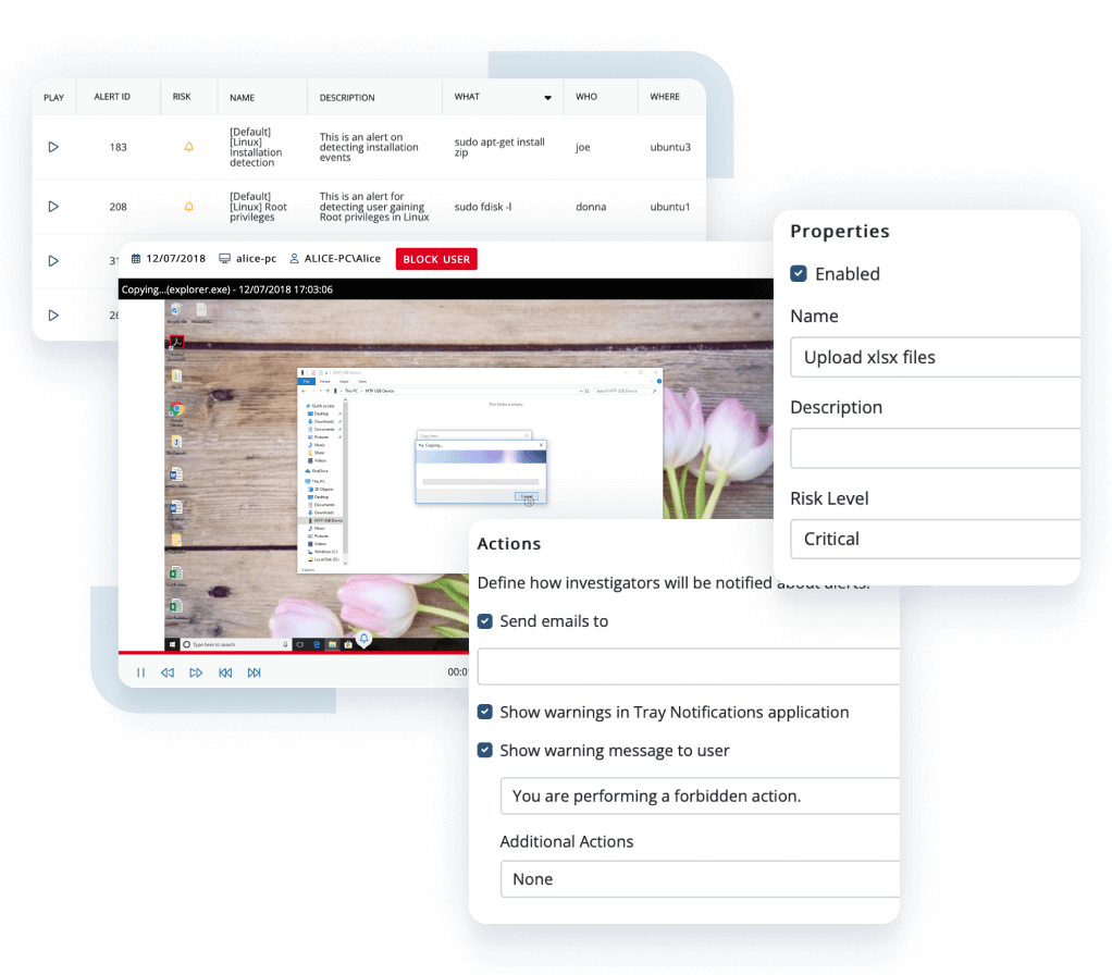 Real time User Activity Alerts