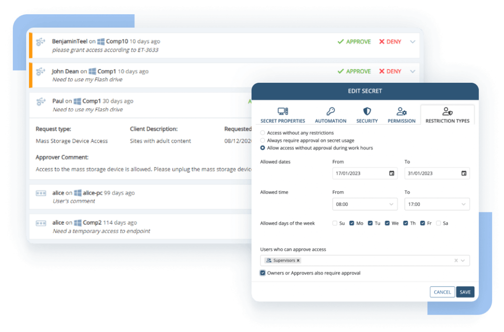 control access to user accounts