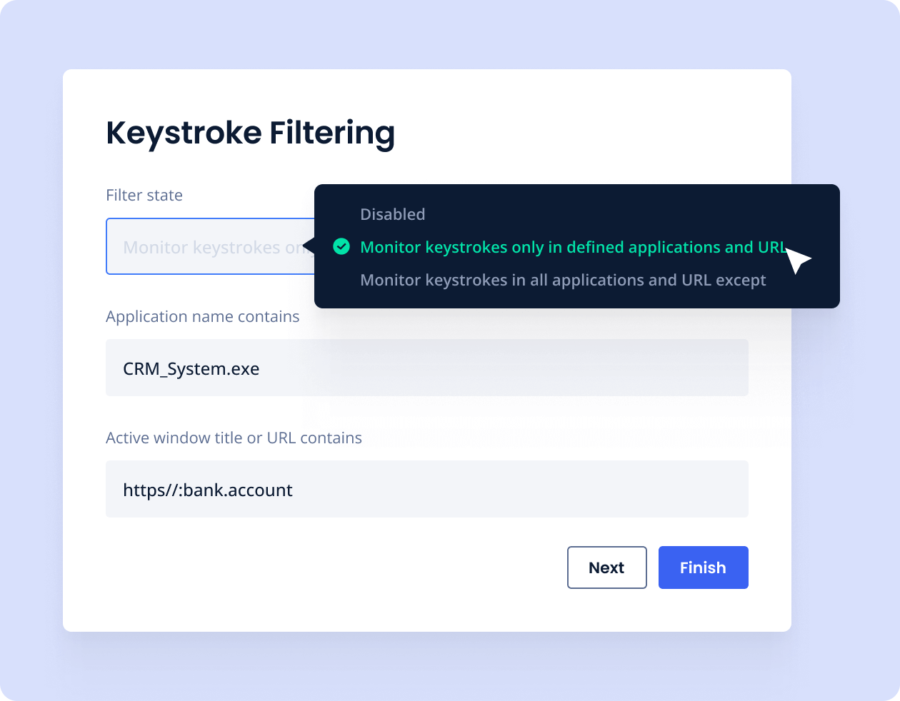Keystroke Filtering