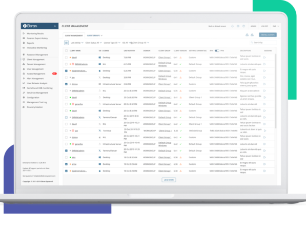Software for monitoring activity